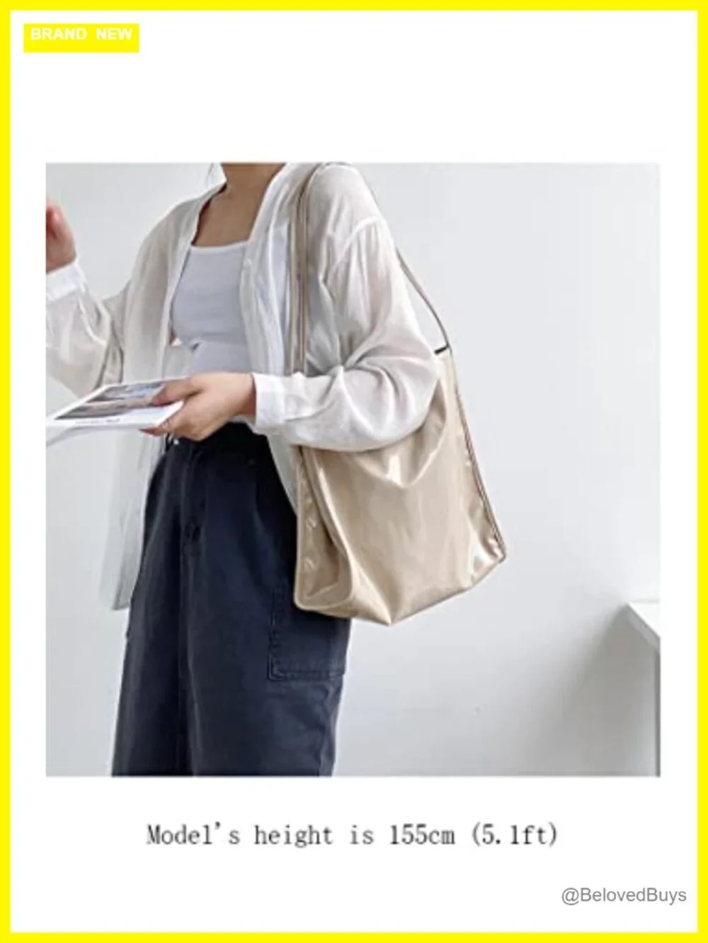 Patent Leather Vegan Soft Tote Bag Shiny Shoulder Bag Minimalist Purse